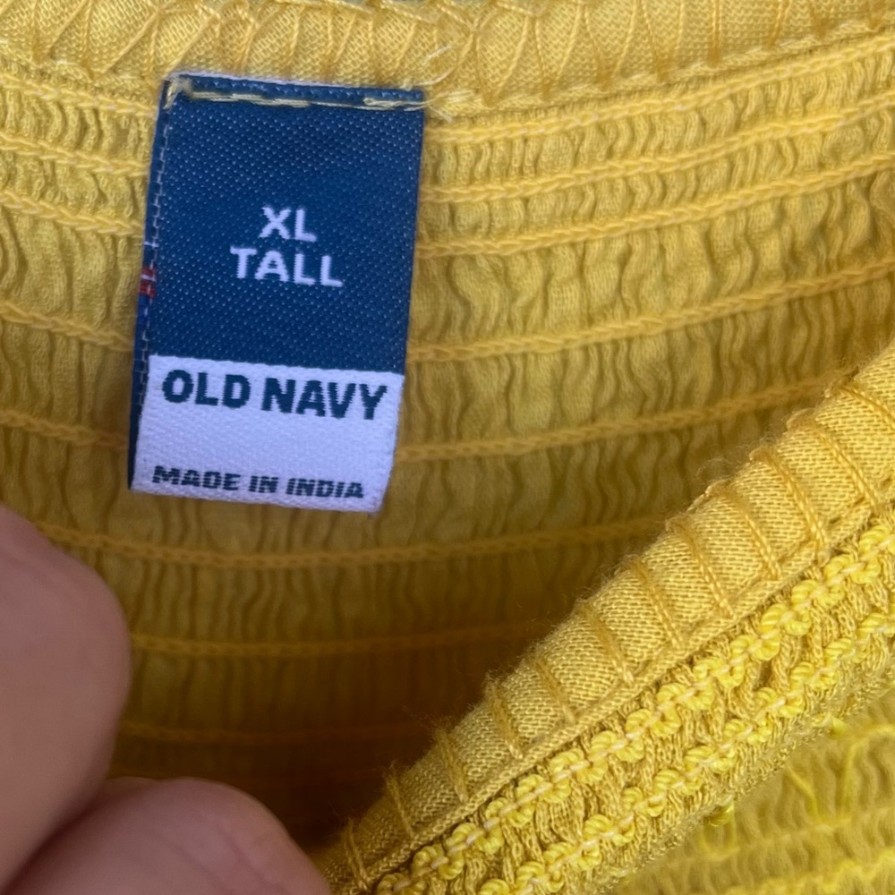 Old Navy Mustard Yellow Eyelet Smocked Shift Dress Size XL Tall - Picture 3 of 7